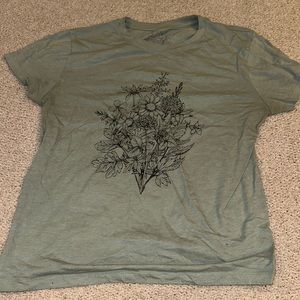 Fifth sun floral graphic tee, sage green, size large